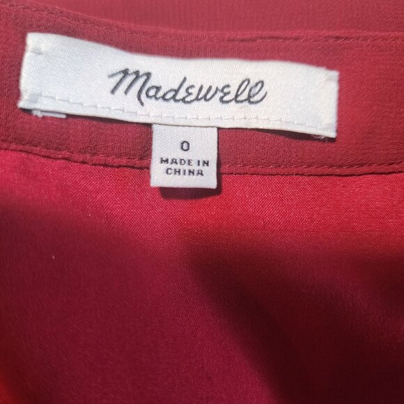 Madewell Womens Red V-Neck Dress Size 0 Embroidered Hem Polyester/Cotton - Picture 13 of 16